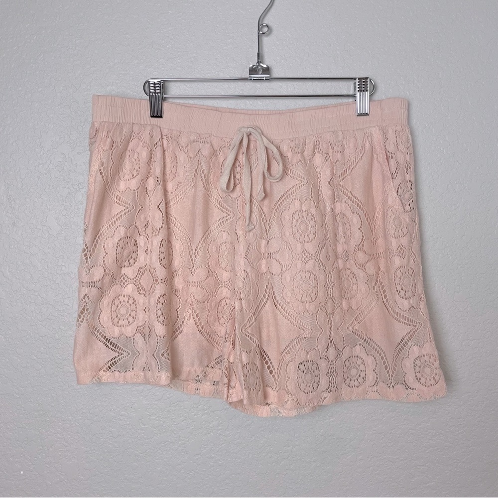 SOPHIE RUE Floral Lace Light Baby Pink Shorts Size XL
